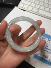 Load image into Gallery viewer, 54.7mm 100% natural type A icy watery light green/brown/black seaweed round cut jadeite jade bangle Q140-5253