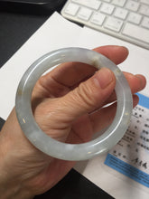 Load image into Gallery viewer, 54.7mm 100% natural type A icy watery light green/brown/black seaweed round cut jadeite jade bangle Q140-5253