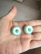 Load image into Gallery viewer, 20mm Type A 100% Natural Sunny green/white Jadeite Jade Safety Guardian Button donuts Pendant group PD10