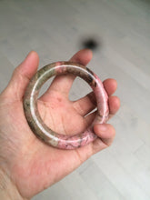 Load image into Gallery viewer, 55.5 100% natural red/pink/black/gray chubby round cut rose stone (Rhodonite) bangle SY23