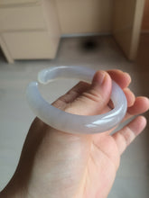 Load image into Gallery viewer, 52.2mm 100% natural icy light pale pink/white agate carved cat paws bangle SY57