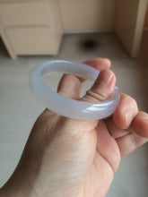 Load image into Gallery viewer, 52.2mm 100% natural icy light pale pink/white agate carved cat paws bangle SY57