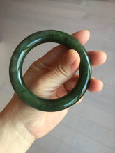Load image into Gallery viewer, 55mm 100% Natural dark green(碧玉) black round cut nephrite Jade bangle HE104-0127