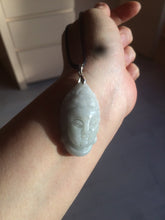 Load image into Gallery viewer, 39mm 100% natural light green/white Guanyin jadeite jade pendant/hand held BF91