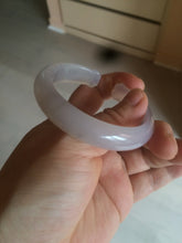 Load image into Gallery viewer, 52.2mm 100% natural icy light pale pink/white agate carved cat paws bangle SY57