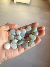 Load image into Gallery viewer, 100% Natural  light green/white/purple Jadeite Jade money bag bead pendant group F153