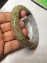 Load image into Gallery viewer, 55.5 mm Certified type A 100% Natural green/yellow/light purple with red floating flowers Jadeite bangle AZ84-1645