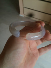 Load image into Gallery viewer, 52.2mm 100% natural icy light pale pink/white agate carved cat paws bangle SY57