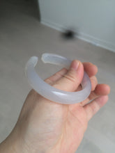 Load image into Gallery viewer, 52.2mm 100% natural icy light pale pink/white agate carved cat paws bangle SY57