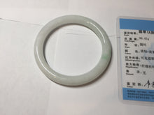 Load image into Gallery viewer, 57.5mm Certified Type A 100% Natural sunny green white round cut Jadeite Jade bangle BF142-4078