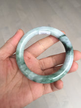 Load image into Gallery viewer, 55.8mm certified 100% natural Type A light green white purple with green floating flowers round cut jadeite jade bangle BS94-6610