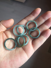 Load image into Gallery viewer, 17.5mm 7 1/4 100% natural type A icy watery green/blue icy watery Guatemala jadeite jade band ring group  BP78