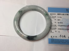 Load image into Gallery viewer, 61mm Certified Type A 100% Natural white/light green with grenn floating flowers Jadeite Jade bangle E153-2443