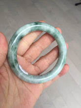Load image into Gallery viewer, 55.8mm certified 100% natural Type A light green white with green floating flowers round cut jadeite jade bangle BS93-6606