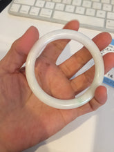 Load image into Gallery viewer, 57.5mm Certified Type A 100% Natural sunny green white round cut Jadeite Jade bangle BF142-4078