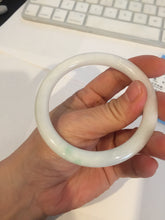 Load image into Gallery viewer, 57.5mm Certified Type A 100% Natural sunny green white round cut Jadeite Jade bangle BF142-4078