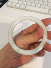Load image into Gallery viewer, 57.5mm Certified Type A 100% Natural sunny green white round cut Jadeite Jade bangle BF142-4078
