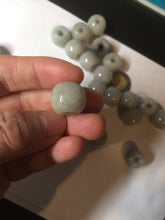 Load image into Gallery viewer, 20x18mm Type A 100% Natural white/light green olive shape Jadeite Jade LuluTong (Every road is smooth) bead pendant BF93