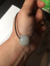 Load image into Gallery viewer, 20x18mm Type A 100% Natural white/light green olive shape Jadeite Jade LuluTong (Every road is smooth) bead pendant BF93