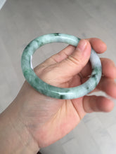 Load image into Gallery viewer, 56mm certified 100% natural Type A light green/white with green floating flowers round cut jadeite jade bangle BS92-6607