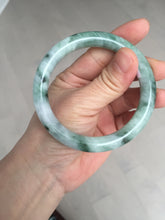 Load image into Gallery viewer, 56mm certified 100% natural Type A light green/white with green floating flowers round cut jadeite jade bangle BS92-6607