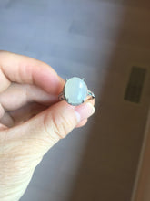 Load image into Gallery viewer, 100% natural type A icy watery white four-prong jadeite jade ring PA162