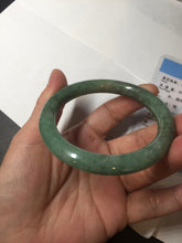 Load image into Gallery viewer, 55.3mm Certified 100% natural Type A dark green/brown round cut jadeite jade bangle BM11-5374