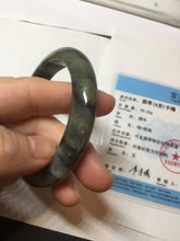 Load image into Gallery viewer, 54.5mm certified Type A 100% Natural dark green/black(青花)/red/brown Jadeite Jade bangle PD126-6288