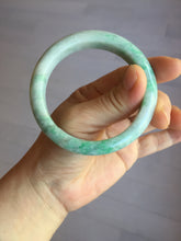 Load image into Gallery viewer, 55.6 mm Certified type A 100% Natural sunny green/white Jadeite bangle AY83-3466