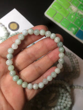 Load image into Gallery viewer, 6-6.4mm 100% natural type A green/white jadeite jade beads bracelet group BF94