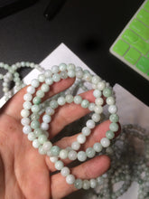 Load image into Gallery viewer, 6-6.4mm 100% natural type A green/white jadeite jade beads bracelet group BF94