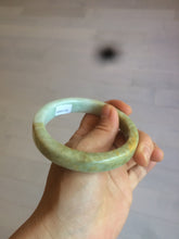 Load image into Gallery viewer, 59.5mm certified Type A 100% Natural light green/brown square Jadeite Jade bangle R101-1758