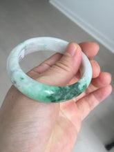 Load image into Gallery viewer, 47mm certified 100% natural Type A sunny green white oval jadeite jade bangle BP49-9340