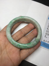 Load image into Gallery viewer, 55.6 mm Certified type A 100% Natural sunny green/white Jadeite bangle AY83-3466