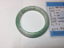 Load image into Gallery viewer, 55.6 mm Certified type A 100% Natural sunny green/white Jadeite bangle AY83-3466