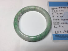 Load image into Gallery viewer, 55.6 mm Certified type A 100% Natural sunny green/white Jadeite bangle AY83-3466
