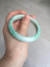 Load image into Gallery viewer, 55.6 mm Certified type A 100% Natural sunny green/white Jadeite bangle AY83-3466