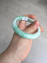 Load image into Gallery viewer, 55.6 mm Certified type A 100% Natural sunny green/white Jadeite bangle AY83-3466