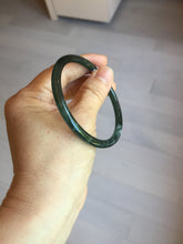 Load image into Gallery viewer, 56.2mm Certified Type A 100% Natural icy watery deep sea dark green/blue/gray/black Guatemala slim round cut Jadeite bangle PC88-3366