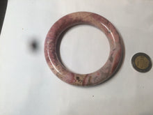 Load image into Gallery viewer, 56mm 100% natural chubby pink rose stone (Rhodonite) round cut bangle XY70