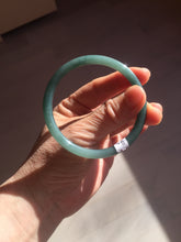 Load image into Gallery viewer, 56.9mm Certified Type A 100% Natural icy watery deep sea dark green/blue/gray/black slim round cut Guatemala Jadeite bangle AU60-7067
