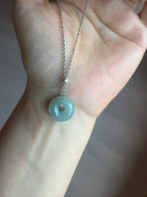 Load image into Gallery viewer, 14mm Type A 100% Natural light green blue Jadeite Safety Guardian Button donuts pendant BG209