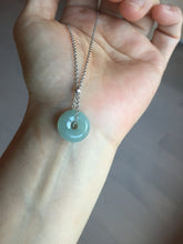 Load image into Gallery viewer, 14mm Type A 100% Natural light green blue Jadeite Safety Guardian Button donuts pendant BG209