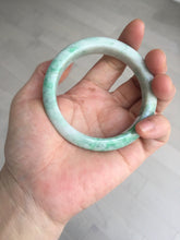 Load image into Gallery viewer, 55.6 mm Certified type A 100% Natural sunny green/white Jadeite bangle AY83-3466
