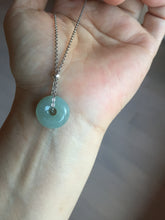 Load image into Gallery viewer, 14mm Type A 100% Natural light green blue Jadeite Safety Guardian Button donuts pendant BG209
