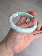Load image into Gallery viewer, 55.6 mm Certified type A 100% Natural sunny green/white Jadeite bangle AY83-3466