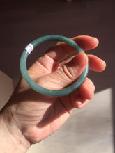 Load image into Gallery viewer, 56.9mm Certified Type A 100% Natural icy watery deep sea dark green/blue/gray/black slim round cut Guatemala Jadeite bangle AU60-7067