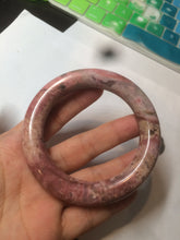 Load image into Gallery viewer, 56mm 100% natural chubby pink rose stone (Rhodonite) round cut bangle XY70