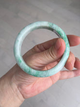 Load image into Gallery viewer, 55.6 mm Certified type A 100% Natural sunny green/white Jadeite bangle AY83-3466