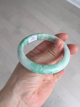 Load image into Gallery viewer, 55.6 mm Certified type A 100% Natural sunny green/white Jadeite bangle AY83-3466